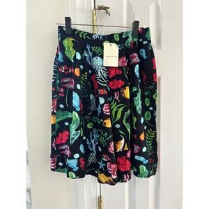NWT Pepa Loves Black Wide Leg High Waist Trouser Short Sea Life Print